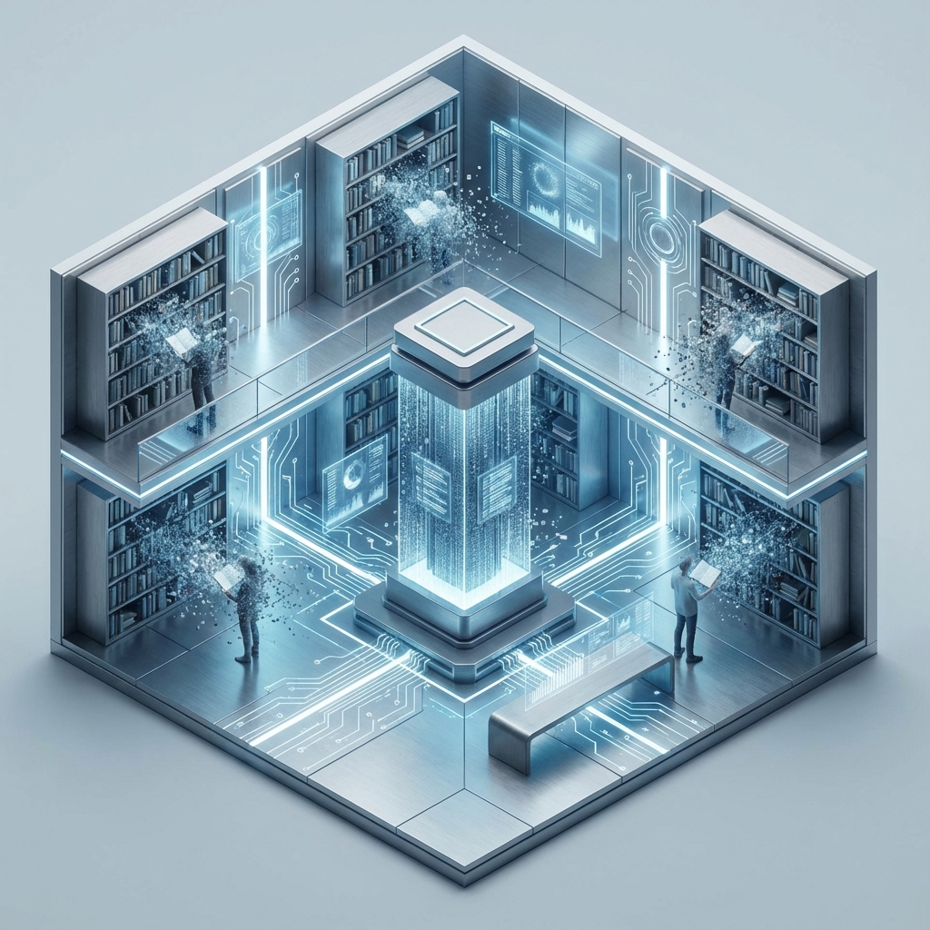 3D diagram of decaying digital library