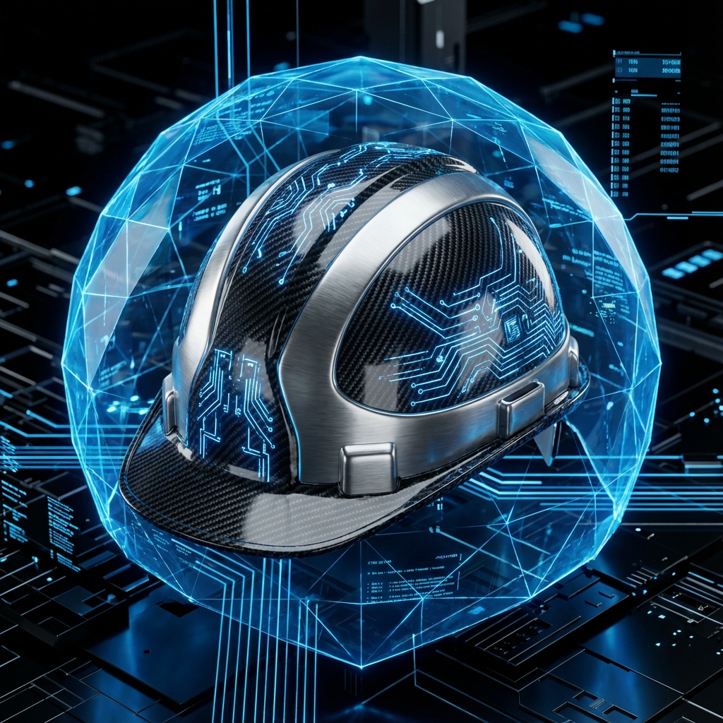 Futuristic 3D safety helmet with shield